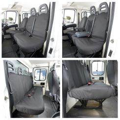 Fiat E-Ducato Crew Cab Tailored Front & Rear Seat Covers - Black (2021 Onwards)
